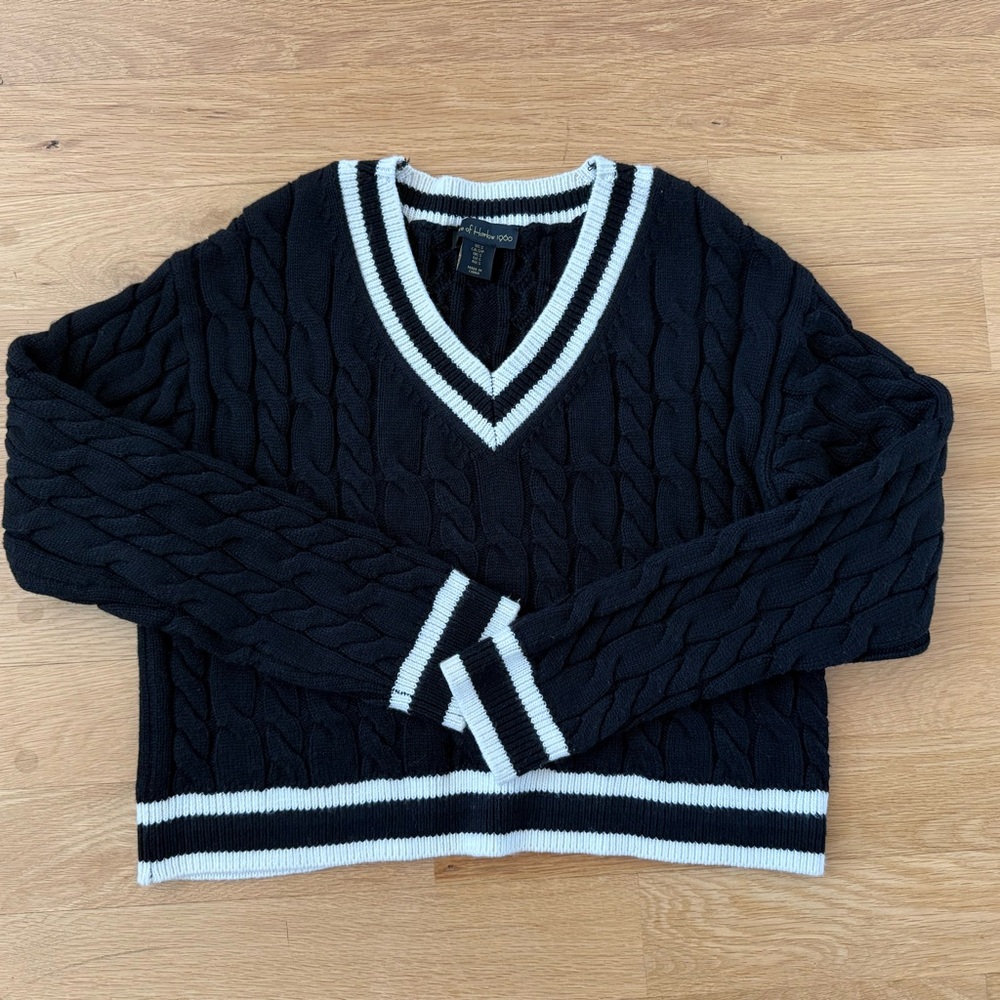 House of Harlow 1960 Black Sweater with White Accents